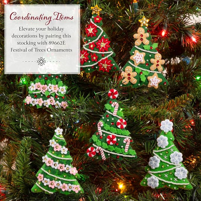 Bucilla Felt Applique 18" Stocking Making Kit, Merry and Bright, Perfect for DIY Arts and Crafts