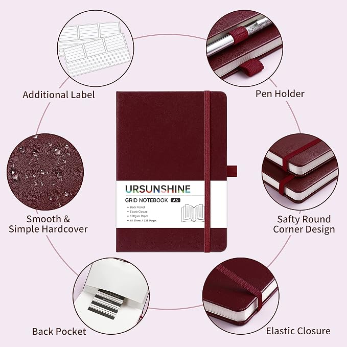 Graph Grid Paper Notebook/Journal - Classic Journal/Notebook, 5.3" x 8.26"
