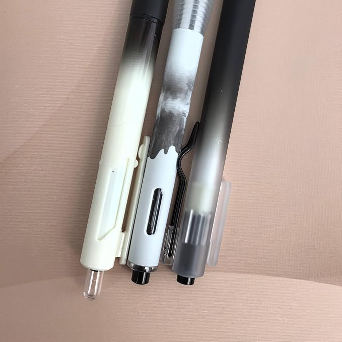 Fengtaiyuan Retractable Gel Pens, 0.5mm Black Ink ST Fine Point, Quick Dry No Smudge 3 Styles (Silent Click/Ergonomic Triangular Grip) for School Office Exam Note Taking, 18 Pack