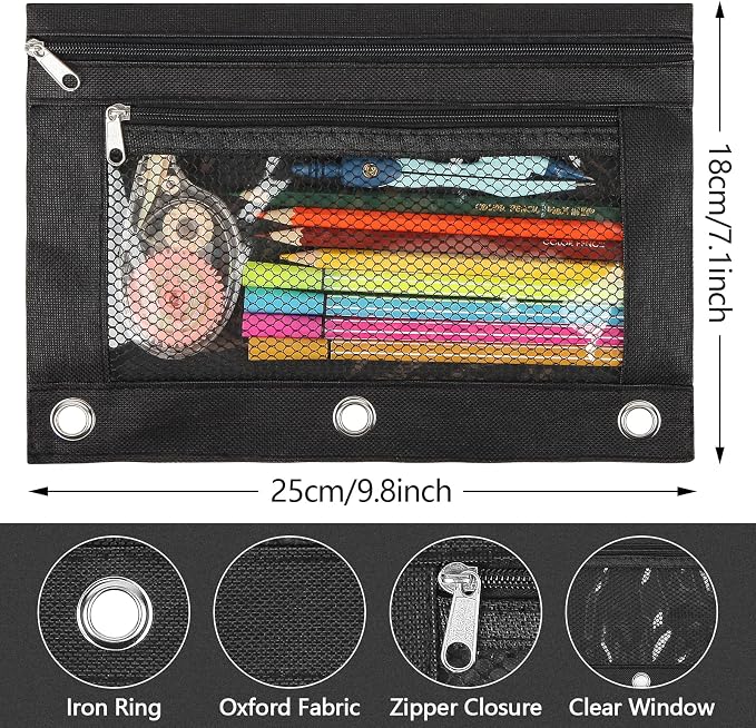 48+2PCS Multi-Color A4 3 Ring Binder Pocket Folders with Pockets, Bulk Zipper Pouch, 3 Ring Folder for Binder Organizer with Label, Letter Size Plastic Envelopes with Snap Closure