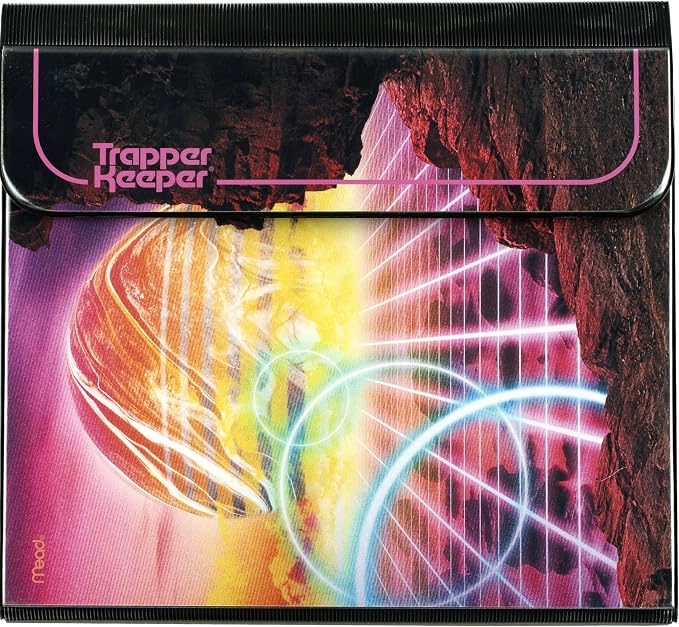 Mead Trapper Keeper Binder, Retro Design, 1 Inch Binder with Folders and Pockets, Holds 8-1/2" x 11" Paper, Glow (260038FM-ECM)
