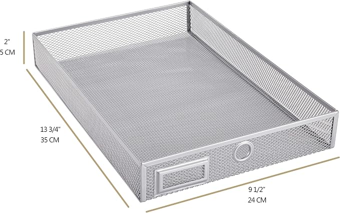 Annova Desk Organizer Wire Mesh 3 Tier Sliding Drawers Paper Sorter/Multifunctional/Premium Solid Construction for Letters, Documents, Mail, Files, Paper, Kids' Art Supplies (Silver)
