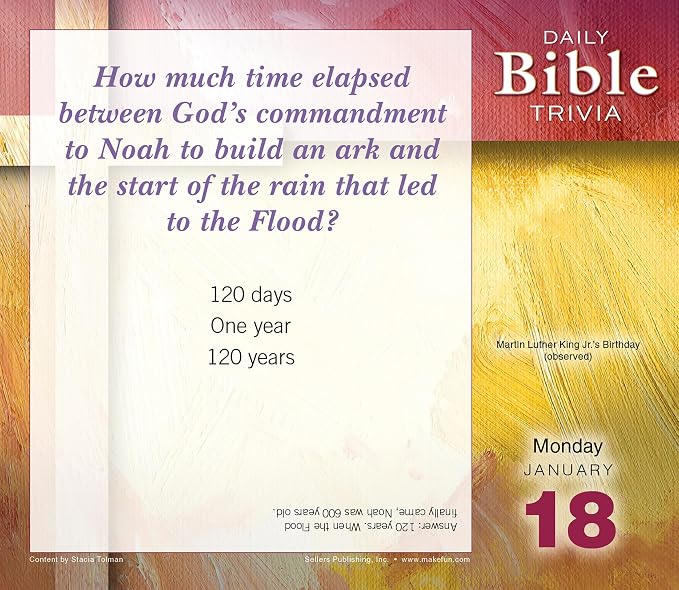Bible Trivia 2027 Daily Desk Calendar: Boxed Page-a-Day Christian Quiz Calendar with Daily Scripture Facts, Bible Challenges & Faith-Based Fun