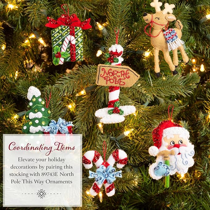 Bucilla, Felt Applique 18" Stocking Making Kit, North Pole This Way