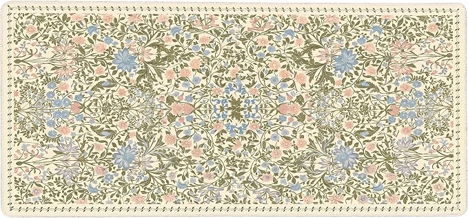 Cute Floral Aesthetic Daisy Gaming Mouse Pad, Pink Rug Desk Mat with Anti-Slip Base & Stitched Edges, Computer Keyboard & Laptop Pad, 35.4" x 15.7" in in Workstation Accessories
