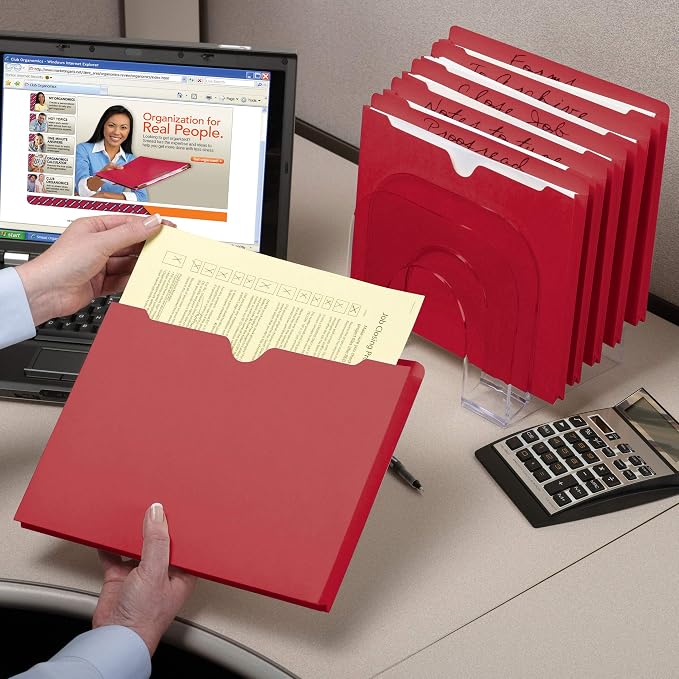 Smead File Jacket, Reinforced Straight-Cut Tab, 2" Expansion, Letter Size, Red, 50 per Box (75569)