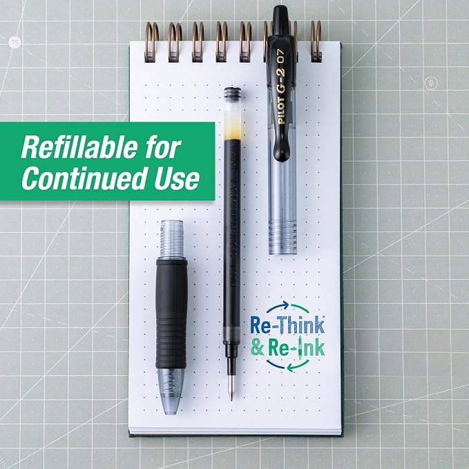 PILOT G2 Pens, 0.7mm, Black Ink, 20-Pack