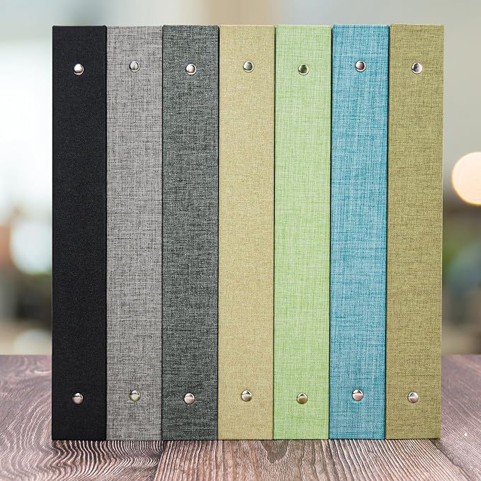 Vienrose Linen 3 Ring Binder 1 Inch, Letter Size, 2 Pack, DarkGreen | Round rings, 8.5'' x 11'' paper, school office home, recipe binder, dual pockets