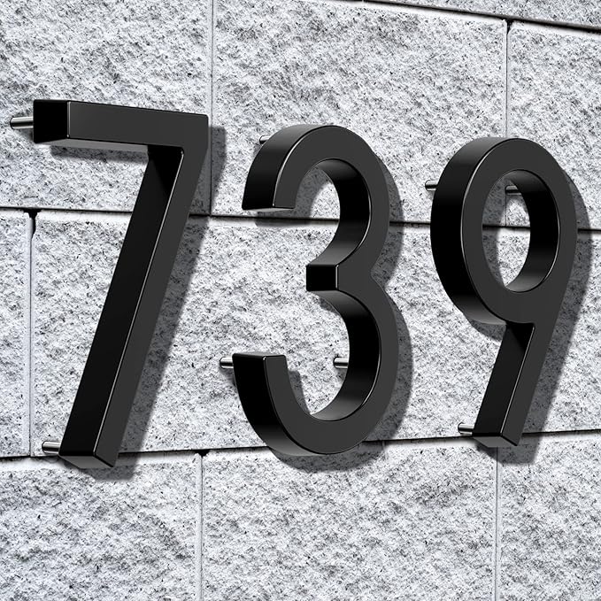 6" Floating Stainless Steel Address House Number, Modern Metal Anti-Rust House Numbers with Nail Kits for Door Garden Mailbox Decor Visibility Signage (6)