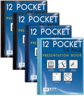 Better Office Products 12 Pocket Bound Presentation Book, Assorted Colors, Clear View Front Cover, 24 Sheet Protector Pages, 8.5" x 11" Sheets, Art Portfolio, Poly Covers, Letter Size (4 Pack)