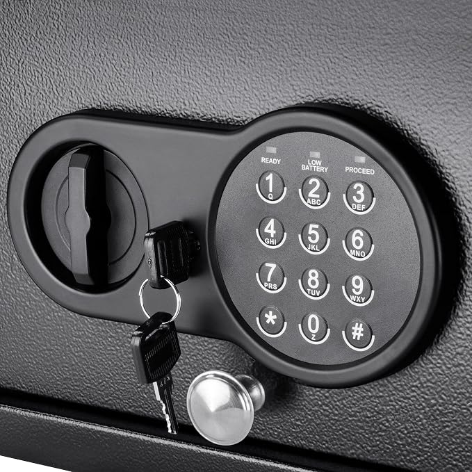 Barska Top Opening Keypad Safe – Compact Digital Security Box for Home or Office, Solid Steel, Anti-Pry Hinges, Jewelry & Valuables- drawer safe - top open drawer - in wall mounting, Hidden safes