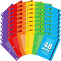 Pencil Pouch for 3 Ring Binder, 48 Pack Bulk Zipper Pencil Cases with Clear Window, Assorted Color Cloth Binder Pouches with 3 Holes, Durable Pencil Bags for Classroom School Office Supplies