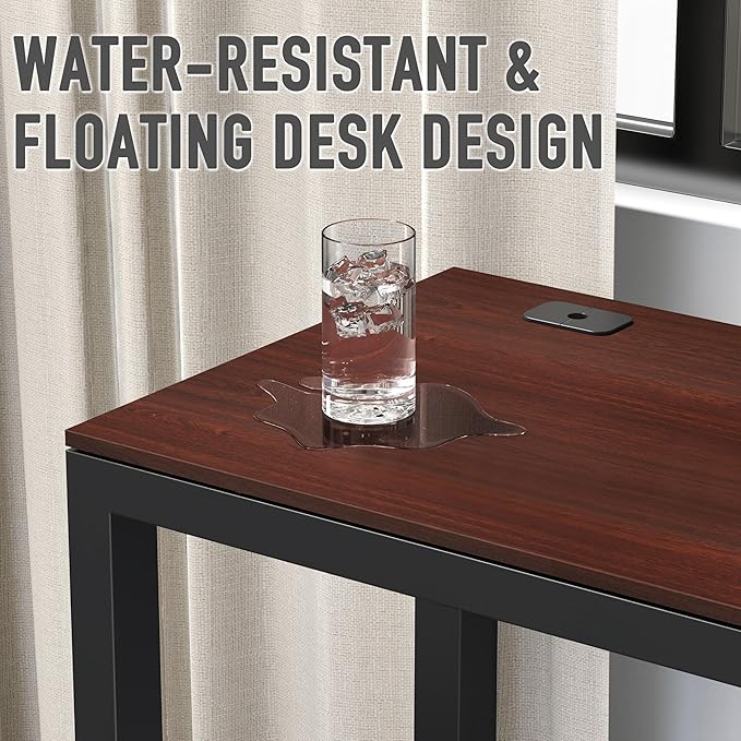 SHW 55-Inch Commercial-Grade Office Computer Desk, Cherry | 10-Year Limited Warranty