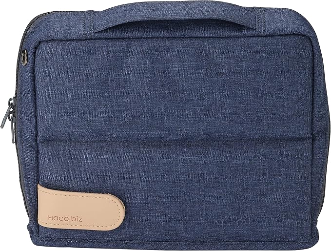 KOKUYO Pencil Case Pouch, Haco-Biz Standing Pen Pouch Bag, Foldable Stand up Pencil Holder Organizer, Large Capacity Portable Pencil Box for Office Supplies, Indigo Blue
