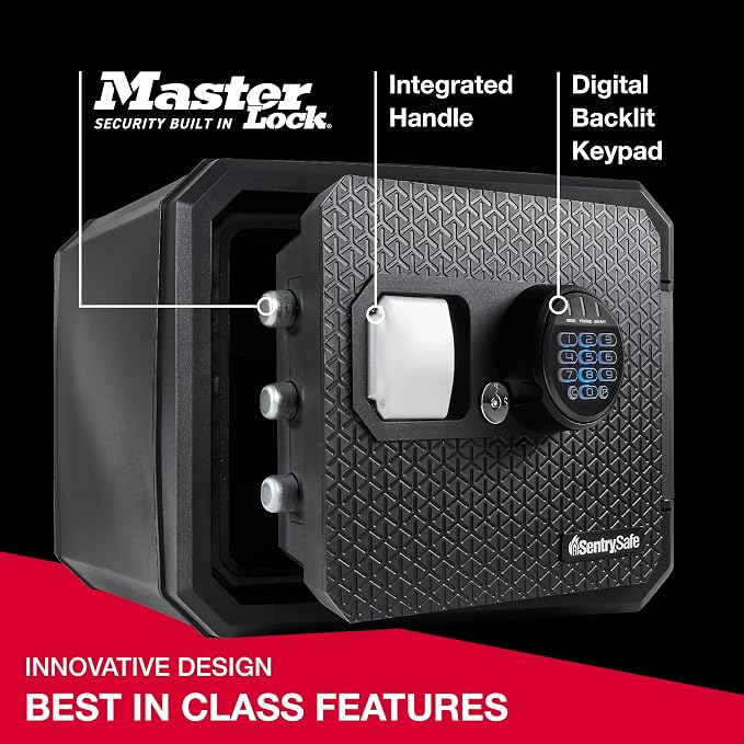 SentrySafe Fireproof and Waterproof Large Safe with Backlit Digital Keypad and Override Key for Passports, Money, Jewelry, 0.81 Cubic Feet, FPW082HTC