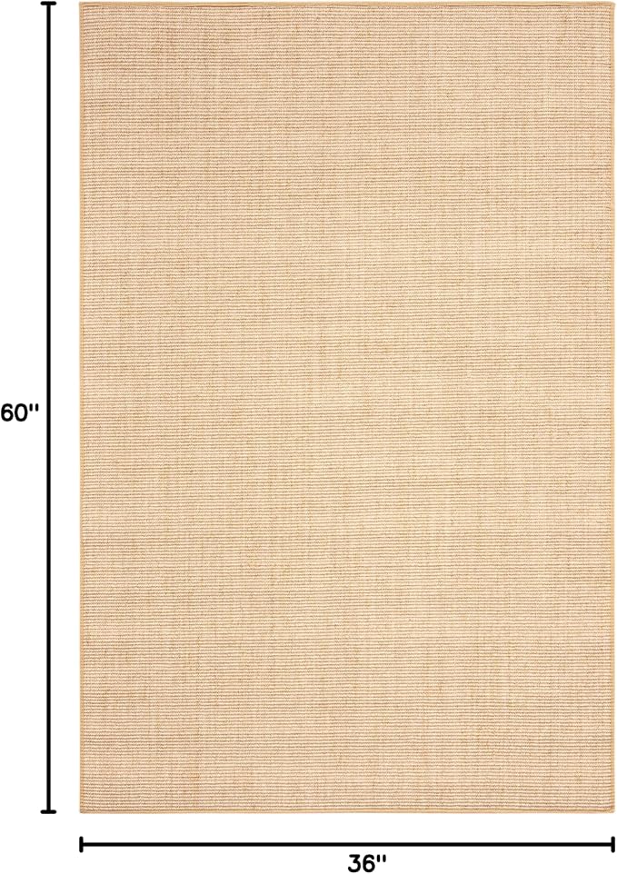 Martha Stewart x SAFAVIEH Area Rug Collection - 3' x 5', Beige & Ivory, Sisal & Jute, Farmhouse Style, Ideal for Living Room, Bedroom, Foyer, Accent Space (MSR9501C)