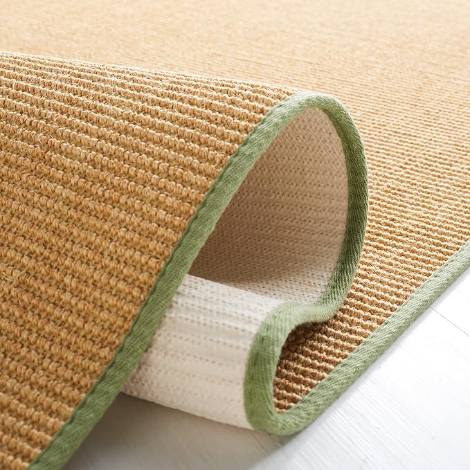 Martha Stewart x SAFAVIEH Area Rug Collection - 6' x 9', Natural & Green, Sisal & Jute, Farmhouse Style, Ideal for Living Room, Bedroom, Office, Dining Space (MSR9501E)