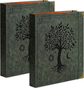 Ovesmusl 2 Pack PU Leather D Ring Binder, 1.5 Inch Green Tree | Fits 8.5x11 letter paper, holds 400 sheets, inner pockets, loose leaf organizer