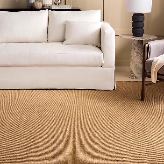 Martha Stewart x SAFAVIEH Area Rug Collection - 9' x 12', Natural & Navy, Sisal & Jute, Farmhouse Style, Ideal for Living Room, Bedroom, Office, Dining Space (MSR9501D)