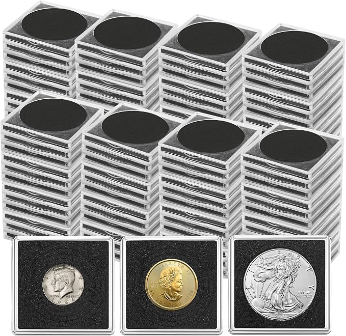 80 Pcs Coin Holders for Collectors, Clear Coin Cases | Plastic Coin Slabs & Coin Protectors with 5-Size Sponge Gaskets 20/25/30/35/40mm for Silver Dollar Collection Supplies, Black