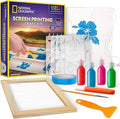 National Geographic Screen Printing Arts and Crafts Kit for Kids | Fabric Paint, Screen Printing Frame, Stencils, Squeegee, Drawstring Bag, Silk Screen Craft, Creative Birthday Gift