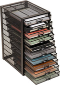 Mind Reader 10-Drawer Desk Organizer for Office Supplies, Crafts, Mail Sorting & More, Metal Mesh, Black