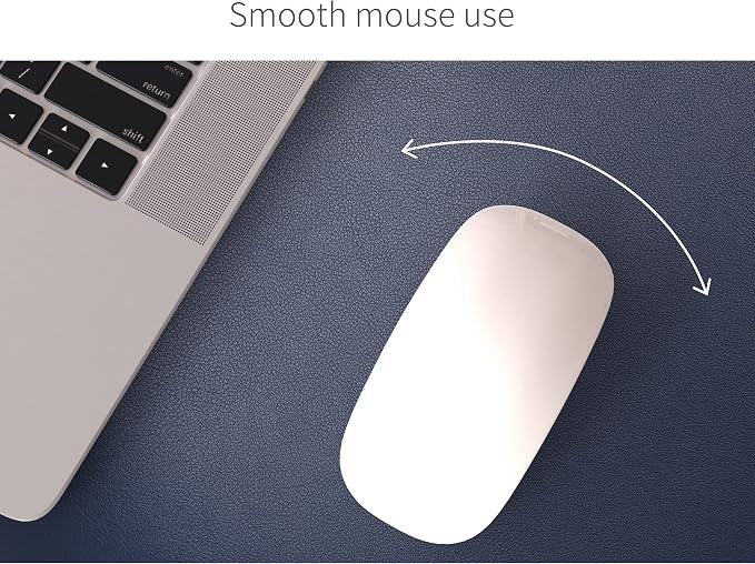 RENMTURE Dual-Sided Mouse Pad, Natural Cork & PU Leather Large Desk Pad for Office and Home Work, Desk Protector Non-Slip, Waterproof, Easy Clean (Dark Blue, 32"x16")