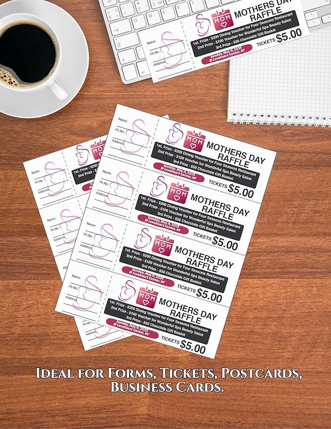 Limited Papers (TM) 8.5x11 Perforated Paper, 20/50 Pound, 75 GSM, Variety of Perforation Sizes and Colors, for Forms, Tickets, Postcards, Business Cards. (Green, 4 up - horizontal every 2.75")