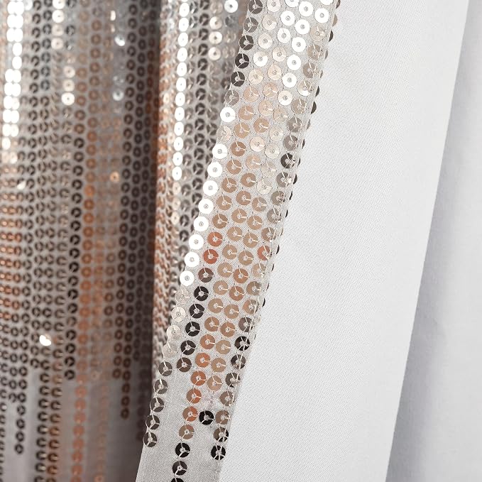 Lush Decor Night Sky 100% Blackout Window Curtain Panel Single 42"W x 84"L, Gray & Blush - Blackout Curtains For Bedroom - Sequin Curtains - Glam Decor