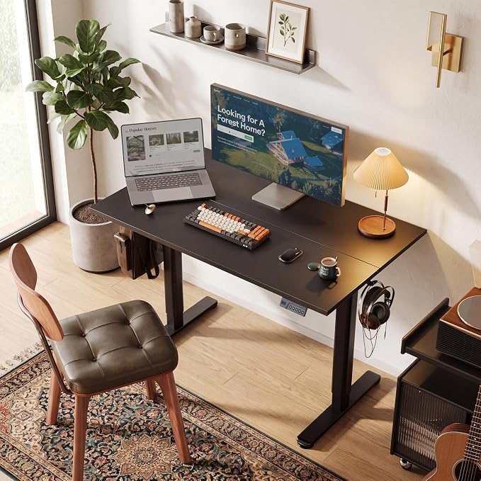 Claiks Electric Height Adjustable Standing Desk, 40x24 Inch, Deep Black | Smooth Height Adjustment, 3 Memory Presets, Cable Management Hub&Hook, Stable Steel Frame, 176lbs Capacity, Easy Assembly