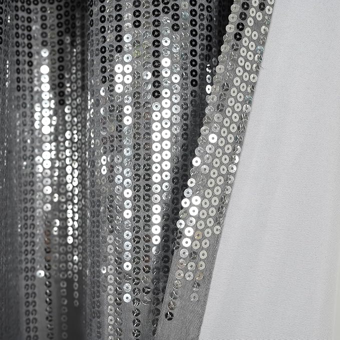 Lush Decor Night Sky Window Curtain Panel, Single 42"W x 63"L Black & Gray - Sequin Backdrop Curtain - Room Darkening Curtains For Bedroom - Glam Decor