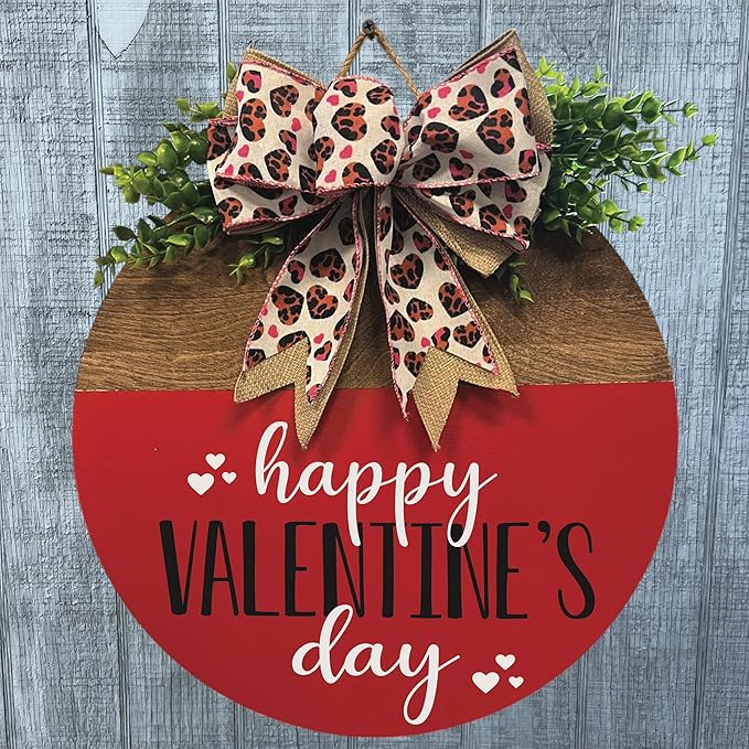Wood front door sign Wood sign Home decor Welcome sign Sign for front door House warming gift Wedding gift (Happy Valentine's Day(UV014(A60) S005), 22" Width)
