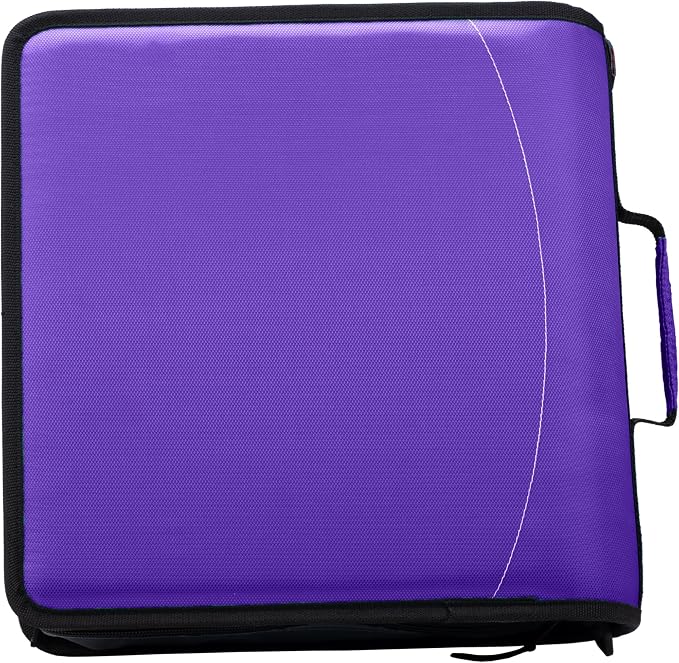 Case-it School Zipper Binder | 3" O-Rings | 600-Sheet | D-146 Purple Haze | Mighty Zip Tab, 5-Subject Expanding File Folder, Multiple Pockets, Storage Organizer, Shoulder Strap, Office