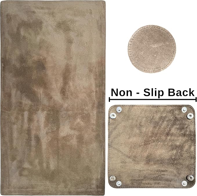 Leather Desk Mat Set (32x16) - Full Grain Large Computer Gaming Mouse Pad | Non-Slip, Table Cover Blotter Protector, Smooth Control, Stitched Edges, Desktop Laptop Accessory with Valet Tray & Coaster