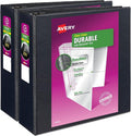 Avery Durable Clear View 3 Ring Binders, 4 Inch Binder Rings, 2 Black Binders (09204)