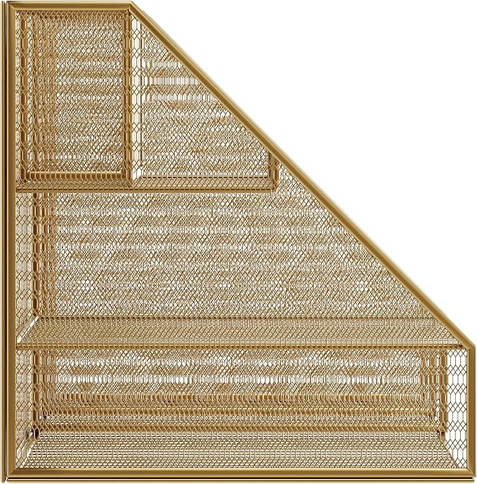 Martha Stewart Ryder Mesh Metal Magazine File Holder, Gold | Steel Mesh, Gold Finish