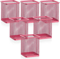 Segarty Pen Cup, 6 Pack Square Dark Pink Pen Holder for Desk, Multifuntional Mesh Pencil Cups Containers for Marker, Office Supplies, School Students, Home, Desktop Accessories Storage Organizer