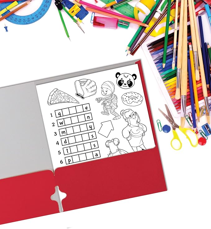Better Office Products Two Pocket Portfolio Folders, 50-Pack, RED, Letter Size Paper Folders, 50 Pieces, Red
