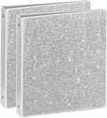 NatureTouch 3 Ring Binder, Glitter 1 Inch Binder Organizer (10.5'' x 11.5'') Holds 8.5’’ x 11’’ Letter Size 300 Pages, Waterproof Durable View Binder, 2 Pack, Silver
