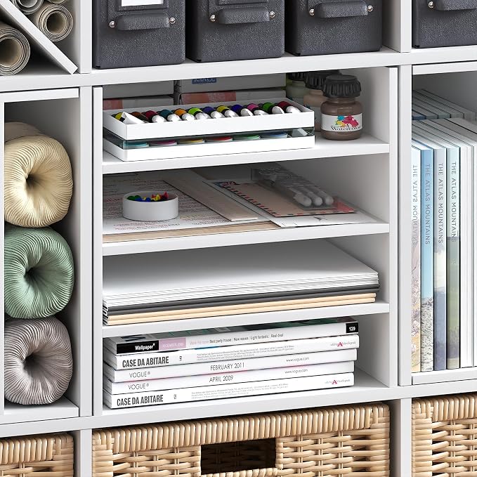 Furinno Cubicle 3-Shelf Cube Insert, 3-Tier Cube Organizer, White | 12.9W x 12.9H, Shelf Accessory, Fits into Furinno Triple Thick Cubes, IKEA Kallax, for Organizers and Storage,