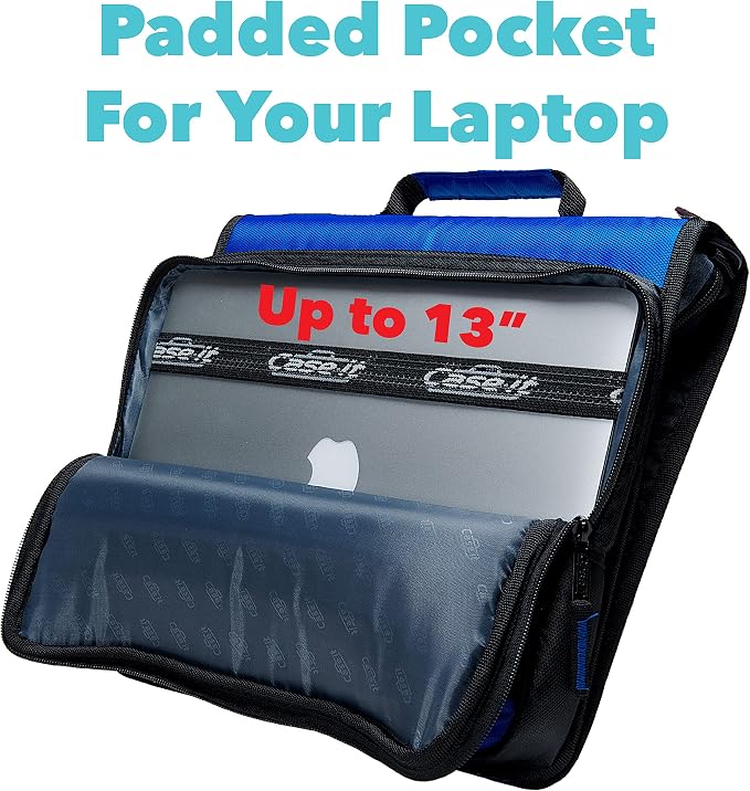 Case-it School Zipper Binder | 2-Inch O-Rings | 400-Sheet | LT-007 Purple | Universal, 13-Inch Laptop/Tablet Padded Pocket, Multiple Storage Pockets, Shoulder Strap, School & Office Organizer