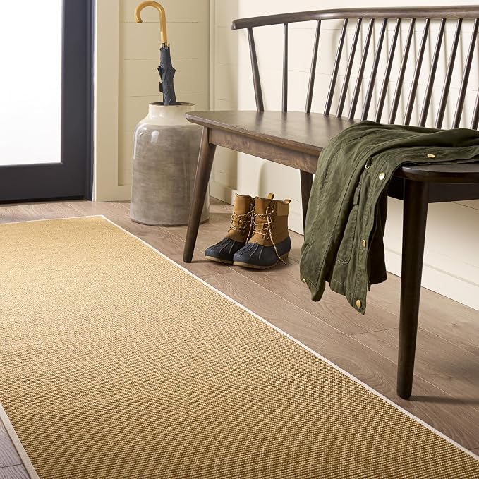 Martha Stewart SAFAVIEH x Collection Area Rug - 2'3" x 8' Runner, Natural & White, Sisal & Jute, Ideal for Living Room, Hallway, Foyer, Entryway, Bedroom (MSR9501H)