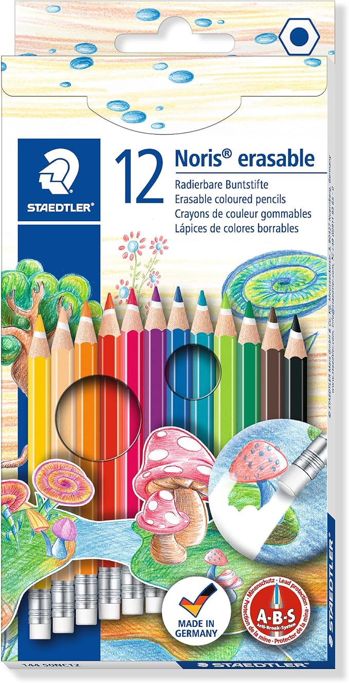 Staedtler Erasable Colored Pencils, 12 Colors (14450NC12)