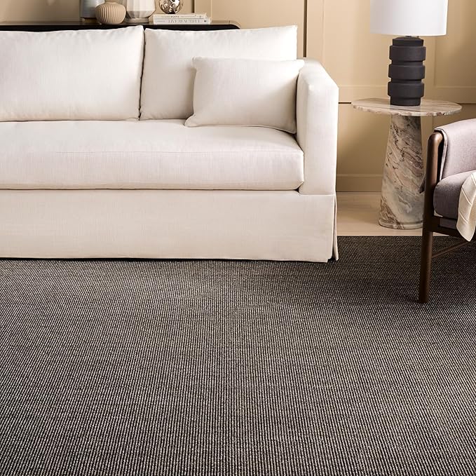 Martha Stewart x SAFAVIEH Area Rug Collection - 8' x 10', Charcoal, Sisal & Jute, Farmhouse Style, Ideal for Living Room, Bedroom, Office, Dining Space (MSR9501F)