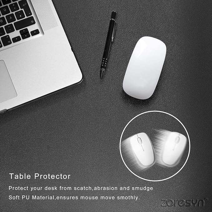 ZORESYN XL Large Desk Pad (47.2" x 15.8") - PU Leather Office Desk Mat for Keyboard and Mouse - Waterproof Surface with Nonslip Base - Black Extended Mouse Pad for Home & Office