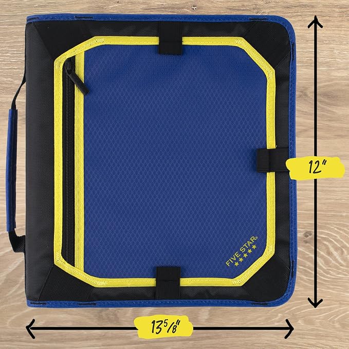 Five Star Zipper Binder 2 Inch O-Rings Case Organiser with Expansion Panel and 5-Tab Expanding File Folder, 580 Sheet Capacity, Cosmic Blast (290520M)