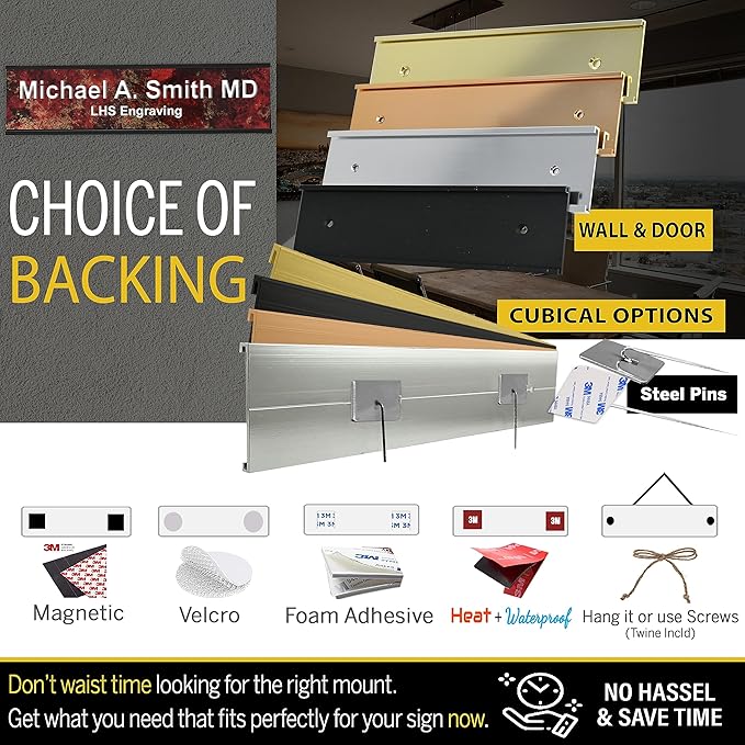 Engraved Name Plates for Door Sign Personalized Ivory Plastic Plaque with Brown Letters - Made in USA 2x12 B5