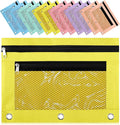 Kosiz 12 Pcs Pencil Pouch, 3 Ring Binder Pencil Pouch, 2 Layer Zipper Pencil Case with Mesh Window, Wear Resistant Oxford Fabric, Multicolored for Student Teacher (Macaron Color)