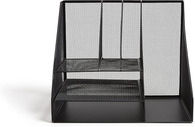 TRU RED Wire Mesh Desk Organizer, 8‑Compartment Accessory Holder – High‑Capacity Desktop Storage for Office Supplies