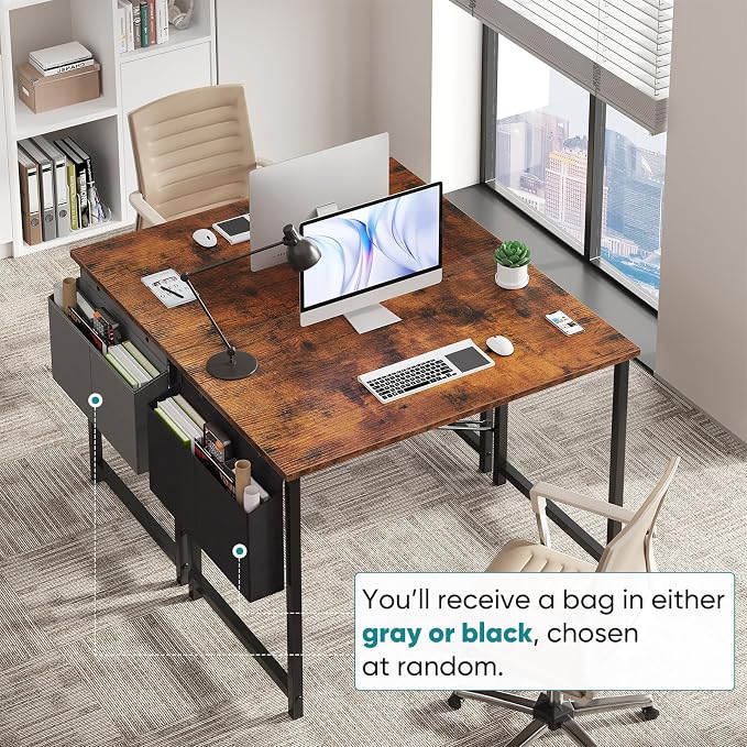 OLIXIS Small Computer Desk, 40 Inch Gaming Desks for Home Office | Writing Study Craft Work Table, Computer Workstation for Bedroom Small Spaces with Storage Bag, Brown